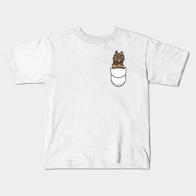 Funny Cairn Terrier Pocket Dog Kids T-Shirt by Pet My Dog